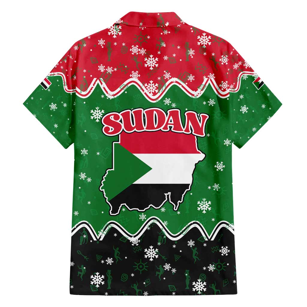Sudan Christmas Family Matching Long Sleeve Bodycon Dress and Hawaiian Shirt with Red Green Black Xmas Santa Sleigh and Map - Wonder Print Shop