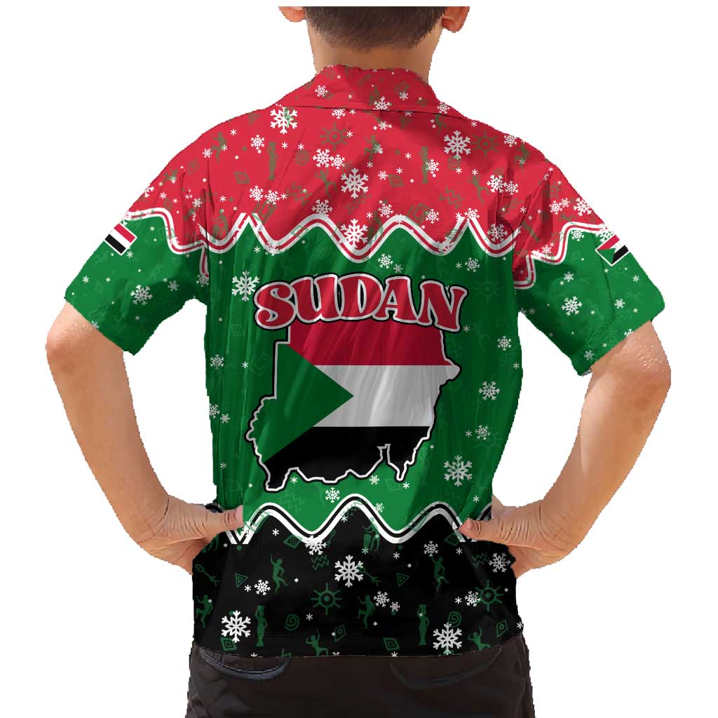 Sudan Christmas Family Matching Mermaid Dress and Hawaiian Shirt with Red Green Black Xmas Santa Sleigh and Map - Wonder Print Shop
