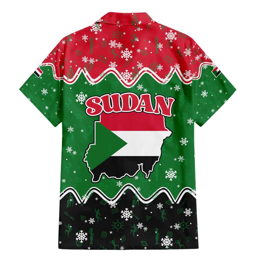 Sudan Christmas Family Matching Mermaid Dress and Hawaiian Shirt with Red Green Black Xmas Santa Sleigh and Map - Wonder Print Shop