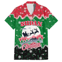 Sudan Christmas Family Matching Off Shoulder Short Dress and Hawaiian Shirt with Red Green Black Xmas Santa Sleigh and Map - Wonder Print Shop