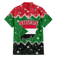 Sudan Christmas Family Matching Off Shoulder Short Dress and Hawaiian Shirt with Red Green Black Xmas Santa Sleigh and Map - Wonder Print Shop