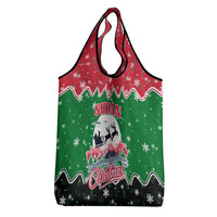 Sudan Christmas Grocery Bag with Red Green Black Xmas Santa Sleigh and Map - Wonder Print Shop