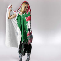 Sudan Christmas Hooded Blanket with Red Green Black Xmas Santa Sleigh and Map - Wonder Print Shop