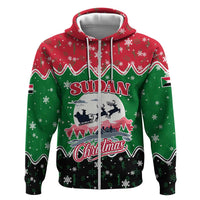 Sudan Christmas Hoodie with Red Green Black Xmas Santa Sleigh and Map - Wonder Print Shop