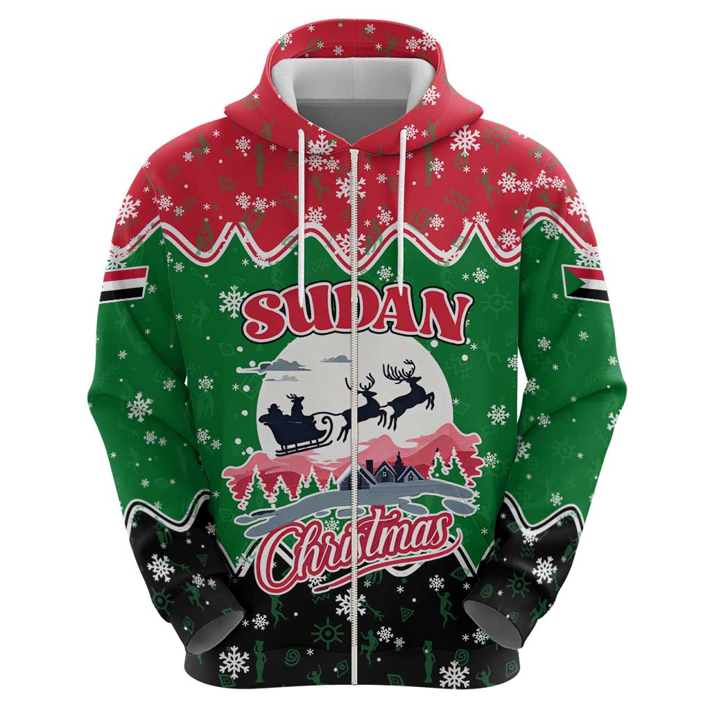 Sudan Christmas Hoodie with Red Green Black Xmas Santa Sleigh and Map - Wonder Print Shop