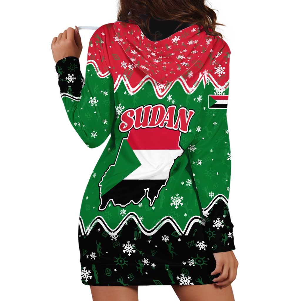 Sudan Christmas Hoodie Dress with Red Green Black Xmas Santa Sleigh and Map - Wonder Print Shop