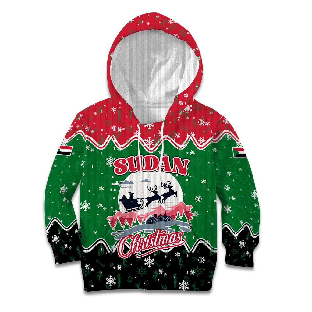 Sudan Christmas Kid Hoodie with Red Green Black Xmas Santa Sleigh and Map - Wonder Print Shop