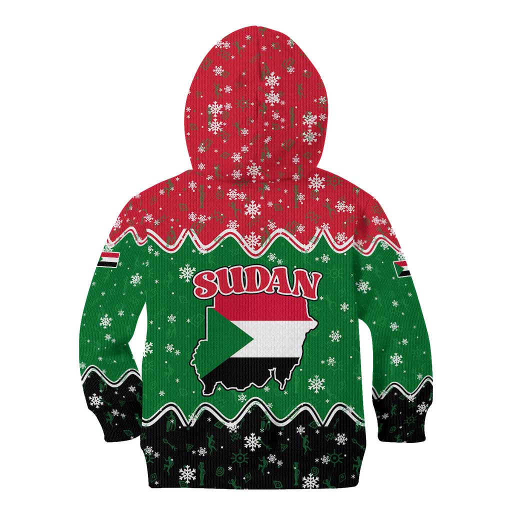 Sudan Christmas Kid Hoodie with Red Green Black Xmas Santa Sleigh and Map - Wonder Print Shop