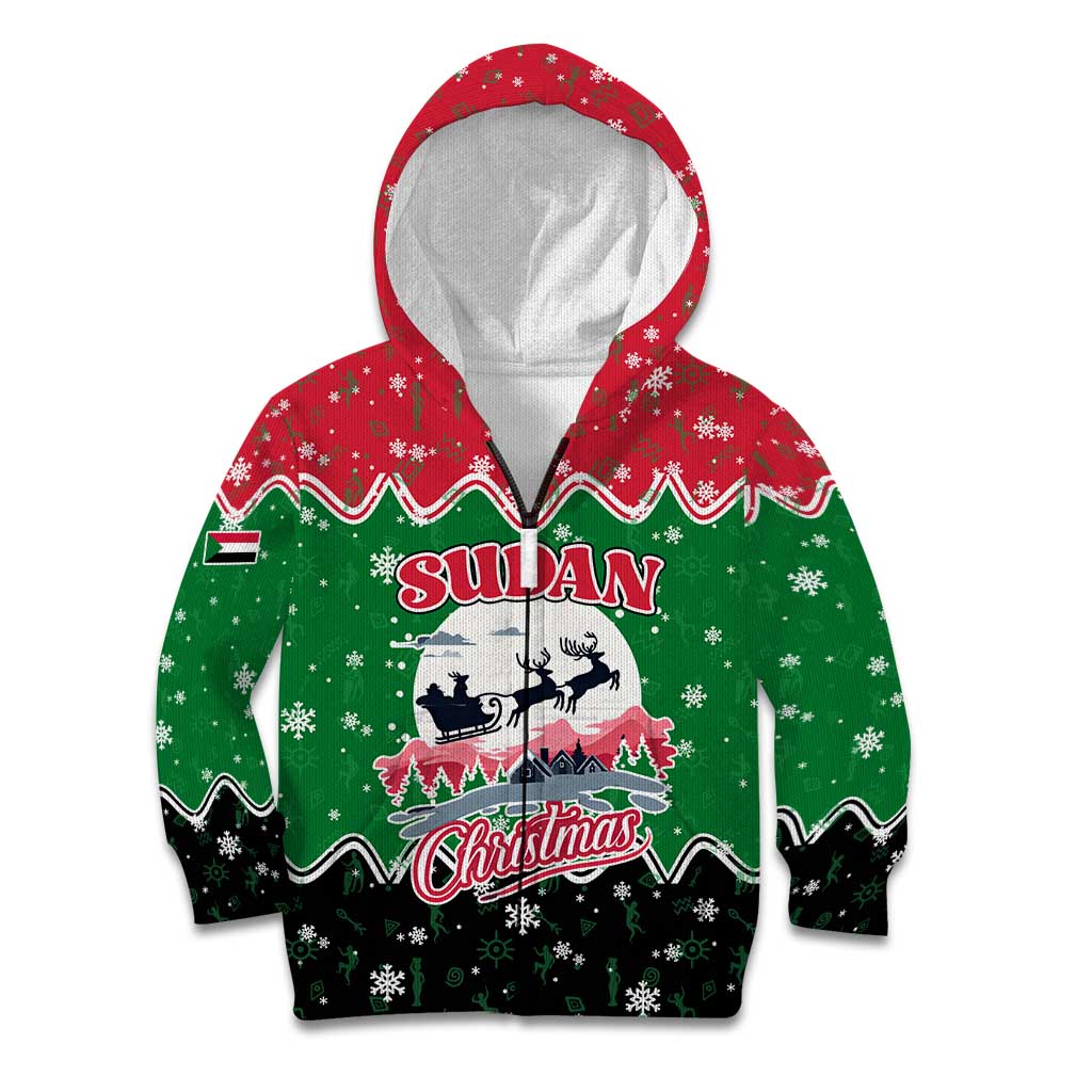 Sudan Christmas Kid Hoodie with Red Green Black Xmas Santa Sleigh and Map - Wonder Print Shop