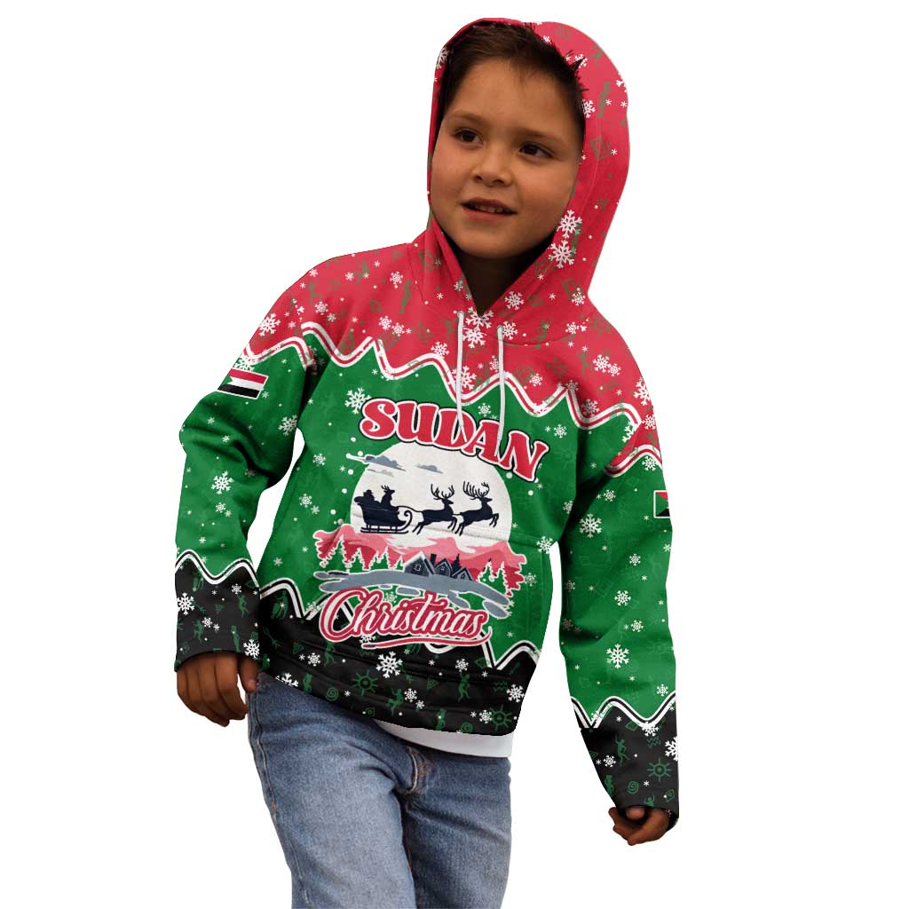 Sudan Christmas Kid Hoodie with Red Green Black Xmas Santa Sleigh and Map - Wonder Print Shop