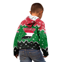 Sudan Christmas Kid Hoodie with Red Green Black Xmas Santa Sleigh and Map - Wonder Print Shop