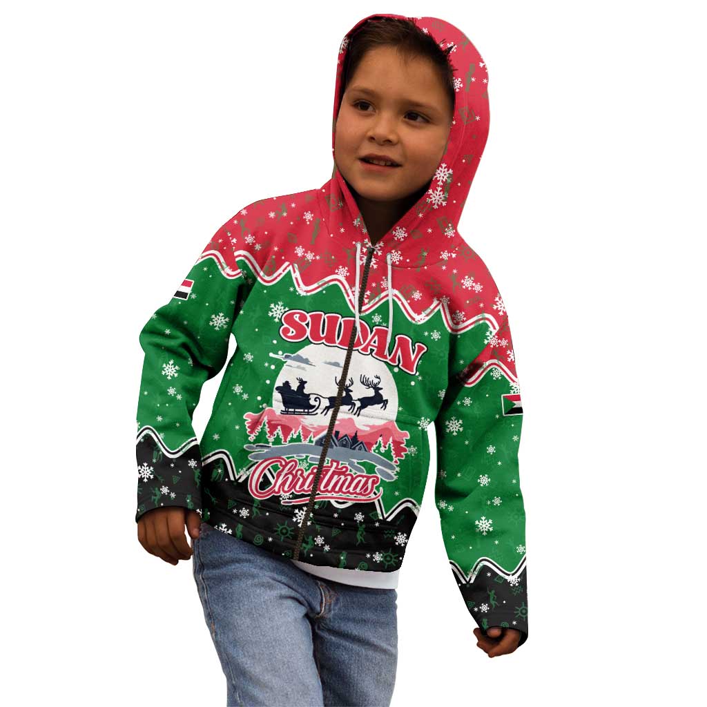 Sudan Christmas Kid Hoodie with Red Green Black Xmas Santa Sleigh and Map - Wonder Print Shop