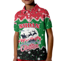 Sudan Christmas Kid Polo Shirt with Red Green Black Xmas Santa Sleigh and Map - Wonder Print Shop