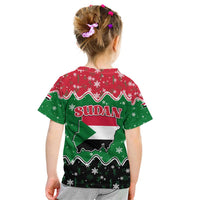 Sudan Christmas Kid T Shirt with Red Green Black Xmas Santa Sleigh and Map - Wonder Print Shop
