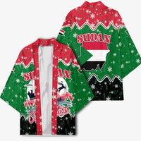Sudan Christmas Kimono with Red Green Black Xmas Santa Sleigh and Map - Wonder Print Shop