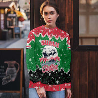 Sudan Christmas Ugly Christmas Sweater with Red Green Black Xmas Santa Sleigh and Map - Wonder Print Shop