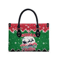 Sudan Christmas Leather Bag with Red Green Black Xmas Santa Sleigh and Map - Wonder Print Shop