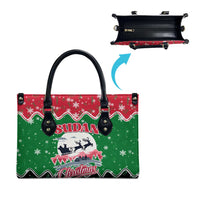 Sudan Christmas Leather Bag with Red Green Black Xmas Santa Sleigh and Map - Wonder Print Shop