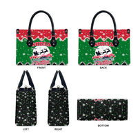 Sudan Christmas Leather Bag with Red Green Black Xmas Santa Sleigh and Map - Wonder Print Shop