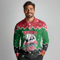 Sudan Christmas Long Sleeve Polo Shirt with Red Green Black Xmas Santa Sleigh and Map - Wonder Print Shop
