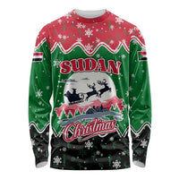 Sudan Christmas Long Sleeve Shirt with Red Green Black Xmas Santa Sleigh and Map - Wonder Print Shop