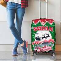 Sudan Christmas Luggage Cover with Red Green Black Xmas Santa Sleigh and Map - Wonder Print Shop