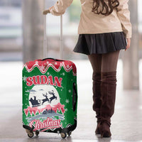 Sudan Christmas Luggage Cover with Red Green Black Xmas Santa Sleigh and Map - Wonder Print Shop