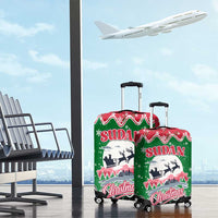 Sudan Christmas Luggage Cover with Red Green Black Xmas Santa Sleigh and Map - Wonder Print Shop