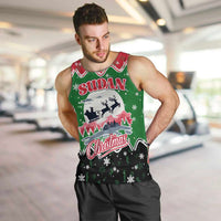 Sudan Christmas Men Tank Top with Red Green Black Xmas Santa Sleigh and Map - Wonder Print Shop