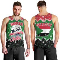 Sudan Christmas Men Tank Top with Red Green Black Xmas Santa Sleigh and Map - Wonder Print Shop