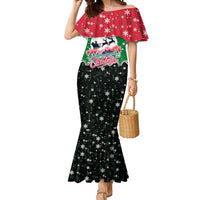 Sudan Christmas Mermaid Dress with Red Green Black Xmas Santa Sleigh and Map - Wonder Print Shop