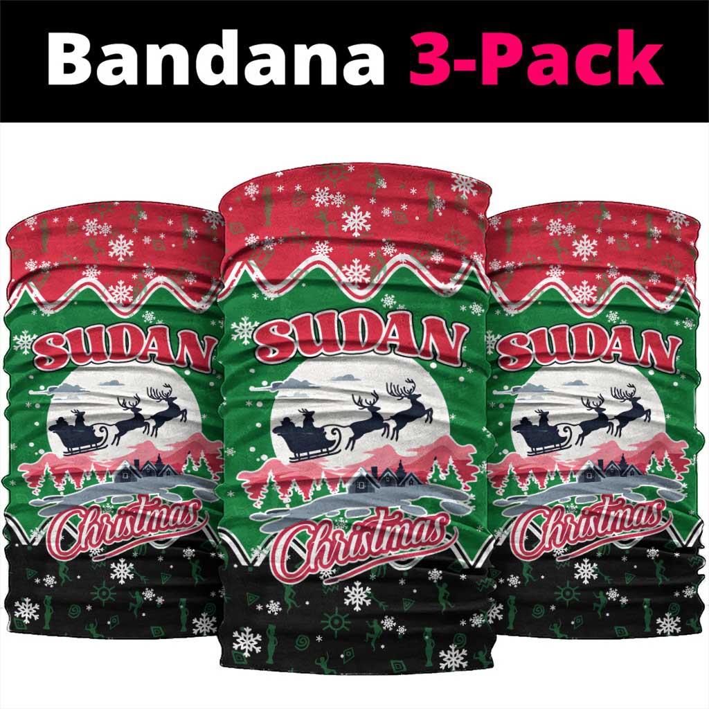 Sudan Christmas Neck Gaiter with Red Green Black Xmas Santa Sleigh and Map - Wonder Print Shop