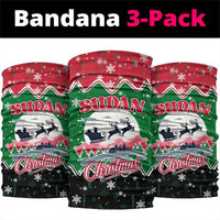 Sudan Christmas Neck Gaiter with Red Green Black Xmas Santa Sleigh and Map - Wonder Print Shop