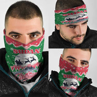 Sudan Christmas Neck Gaiter with Red Green Black Xmas Santa Sleigh and Map - Wonder Print Shop
