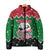 Sudan Christmas Padded Jacket with Red Green Black Xmas Santa Sleigh and Map - Wonder Print Shop