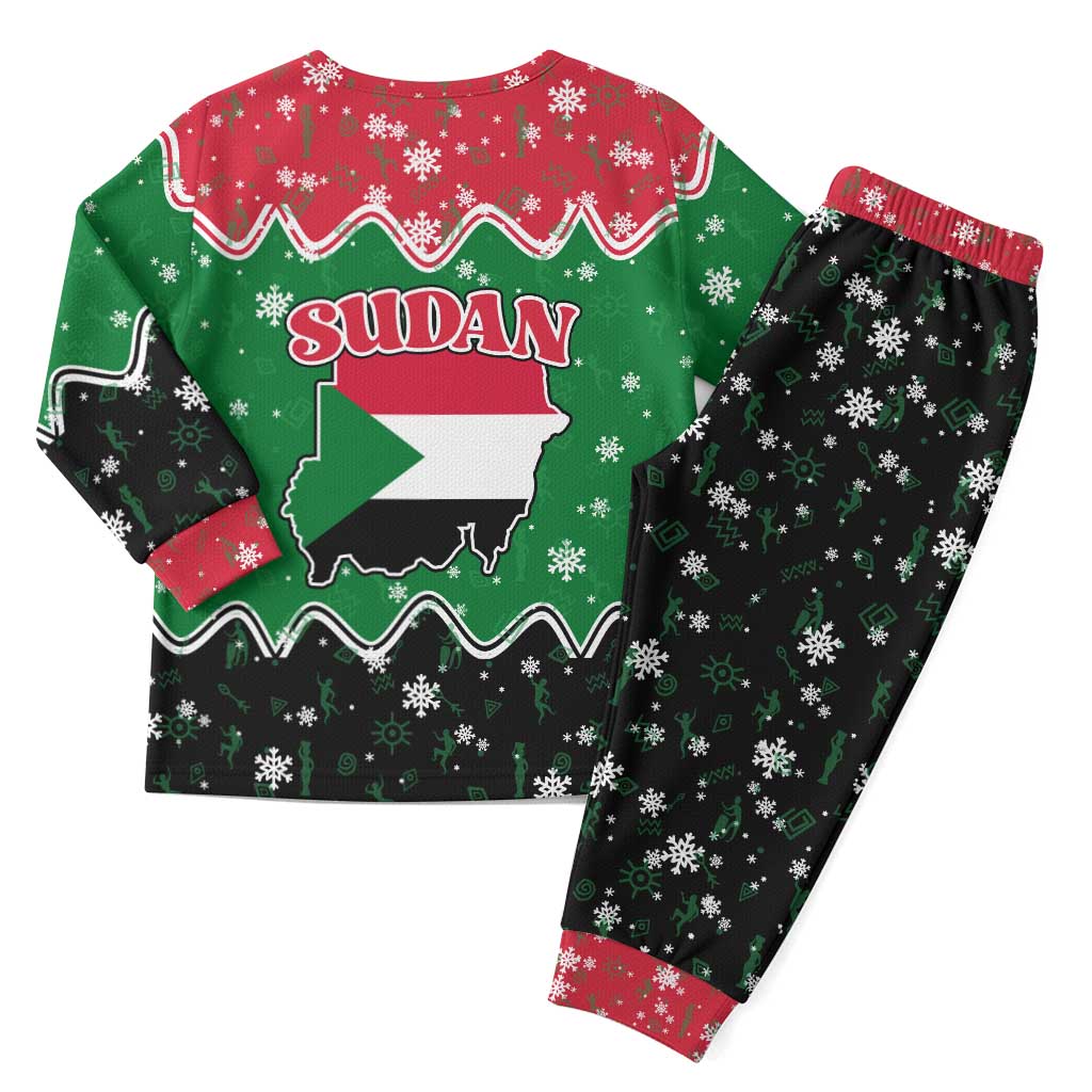 Sudan Christmas Pajama Set with Red Green Black Xmas Santa Sleigh and Map - Wonder Print Shop