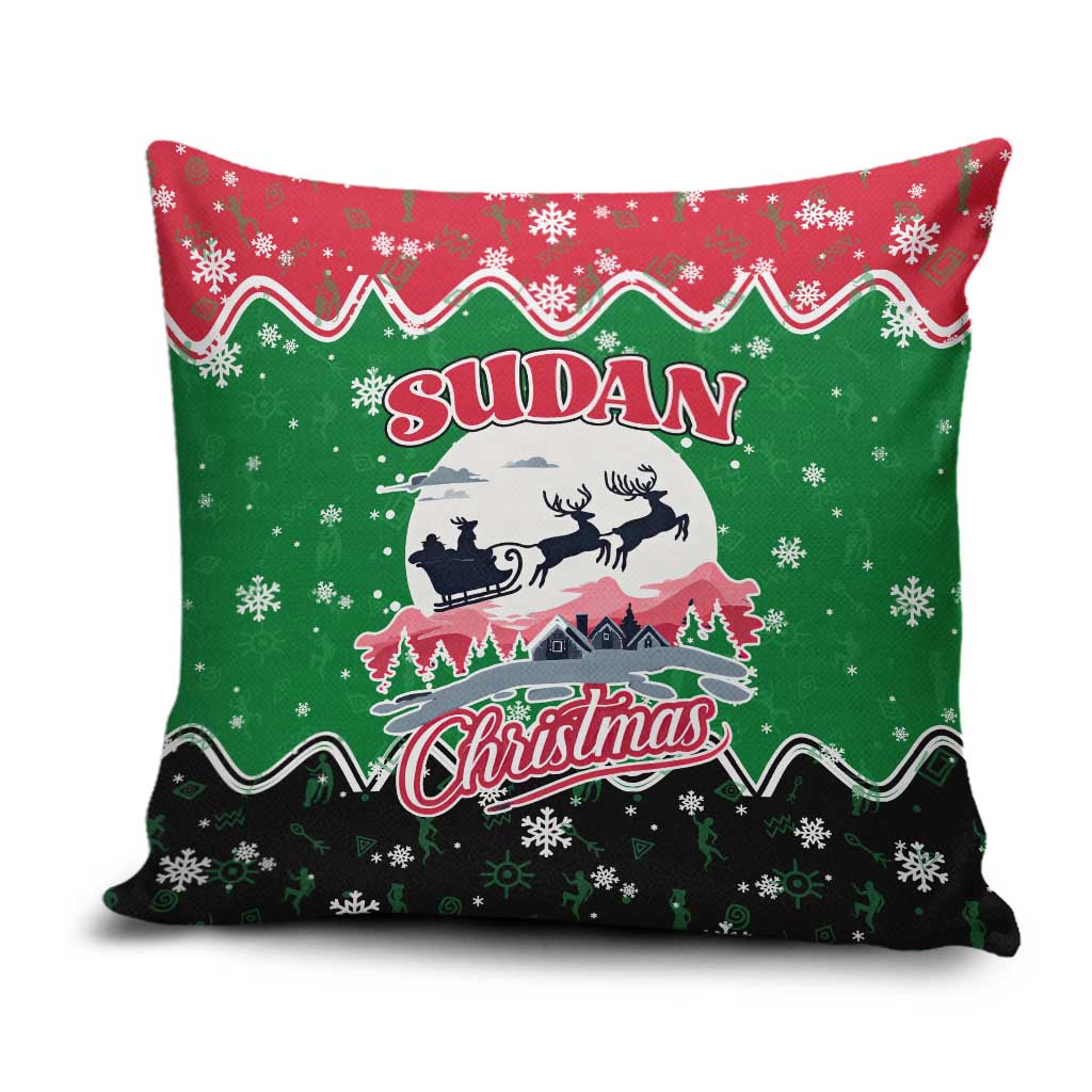 Sudan Christmas Pillow Cover with Red Green Black Xmas Santa Sleigh and Map - Wonder Print Shop