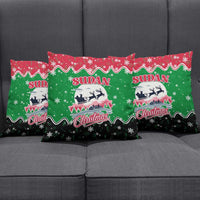 Sudan Christmas Pillow Cover with Red Green Black Xmas Santa Sleigh and Map - Wonder Print Shop