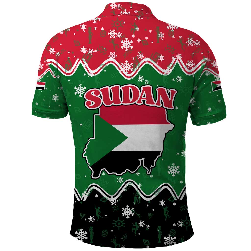 Sudan Christmas Polo Shirt with Red Green Black Xmas Santa Sleigh and Map - Wonder Print Shop