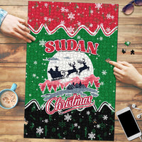Sudan Christmas Puzzle with Red Green Black Xmas Santa Sleigh and Map - Wonder Print Shop