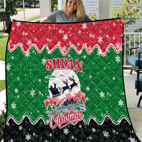 Sudan Christmas Quilt with Red Green Black Xmas Santa Sleigh and Map - Wonder Print Shop