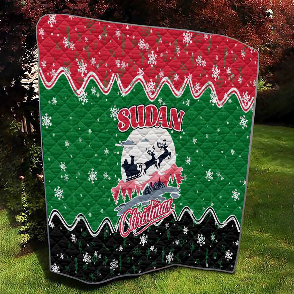 Sudan Christmas Quilt with Red Green Black Xmas Santa Sleigh and Map - Wonder Print Shop