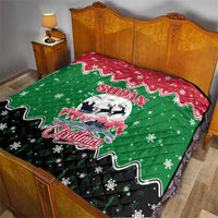 Sudan Christmas Quilt with Red Green Black Xmas Santa Sleigh and Map - Wonder Print Shop