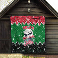 Sudan Christmas Quilt with Red Green Black Xmas Santa Sleigh and Map - Wonder Print Shop