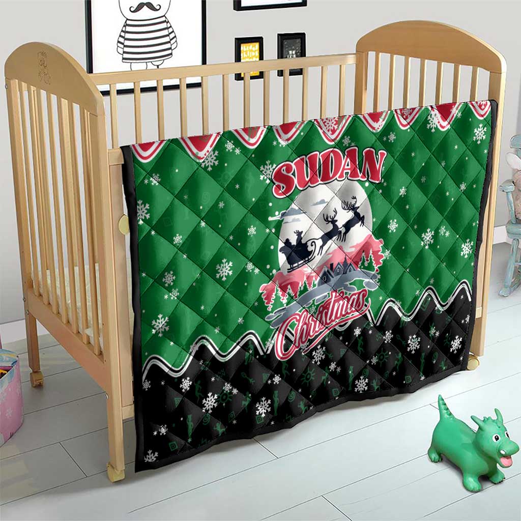 Sudan Christmas Quilt with Red Green Black Xmas Santa Sleigh and Map - Wonder Print Shop