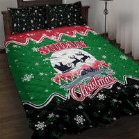 Sudan Christmas Quilt Bed Set with Red Green Black Xmas Santa Sleigh and Map - Wonder Print Shop