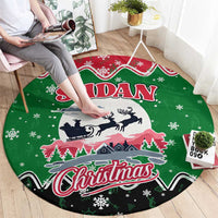 Sudan Christmas Round Carpet with Red Green Black Xmas Santa Sleigh and Map - Wonder Print Shop