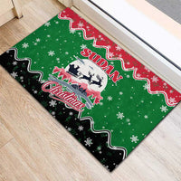 Sudan Christmas Rubber Doormat with Red Green Black Xmas Santa Sleigh and Map - Wonder Print Shop