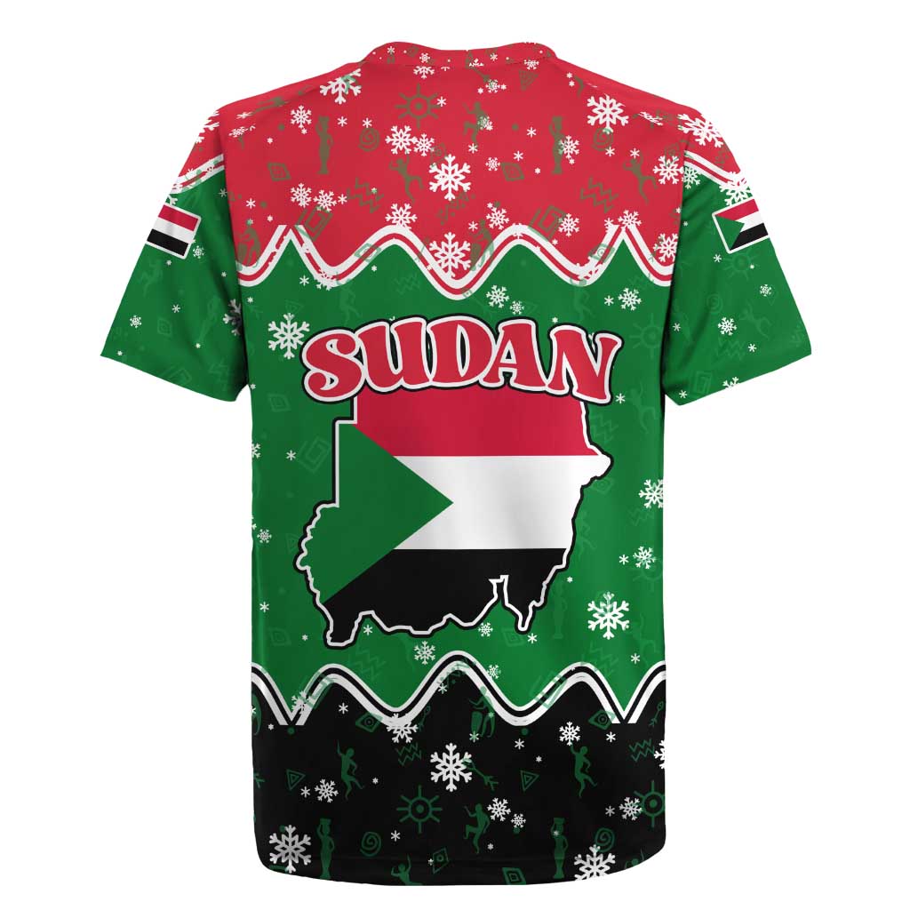 Sudan Christmas Rugby Jersey with Red Green Black Xmas Santa Sleigh and Map - Wonder Print Shop