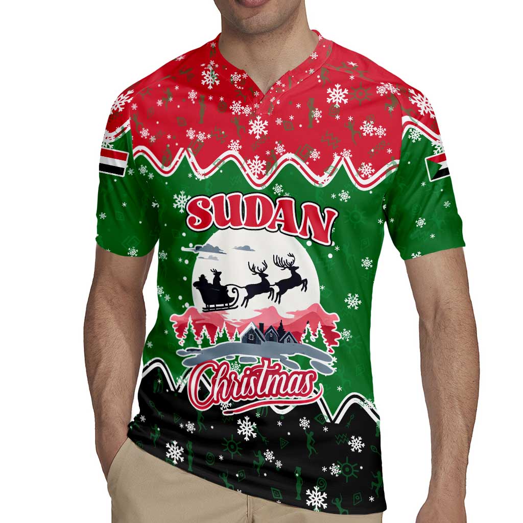 Sudan Christmas Rugby Jersey with Red Green Black Xmas Santa Sleigh and Map - Wonder Print Shop